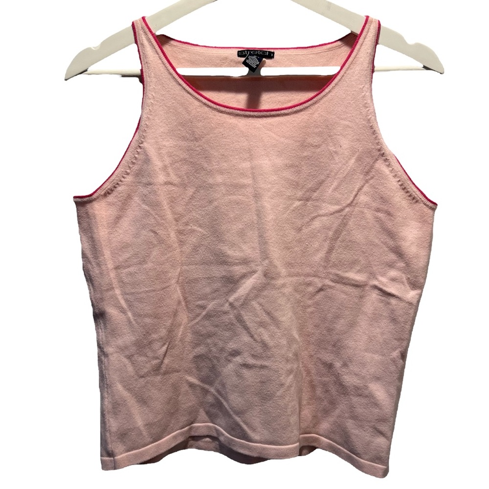 Gap Stretch Pink Sleeveless Round Neck Halter Tank Top With Trim Large